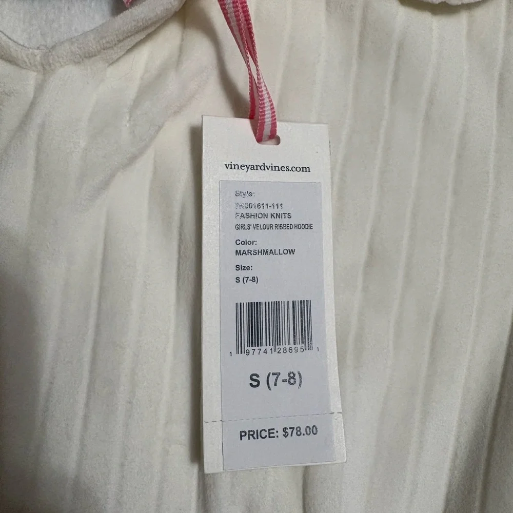 Vineyard Vines Cream Ribbed Hoodie size 7/8 - Picture 4 of 6